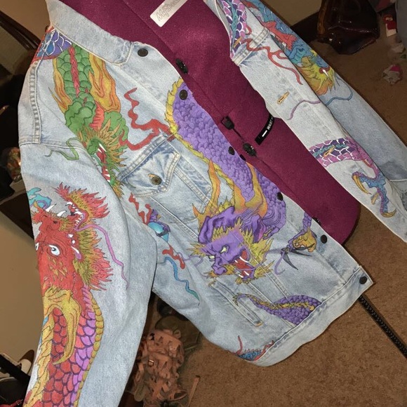 Custom Hand Painted Oversized Denim Jacket - Picture 3 of 7